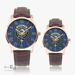 Scottish Edmonstone Family Crest Quartz Watch With Leather Strap - Tartan Watch Instafamous Quartz Leather Strap Plaid Watch Scottish Plaid Tartan Plaid - ScotsTee - scotstee.com