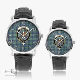 Scottish Leslie Hunting Ancient Family Crest Quartz Watch With Leather Strap - Tartan Watch Instafamous Quartz Leather Strap Plaid Watch Scottish Plaid Tartan Plaid - ScotsTee - scotstee.com
