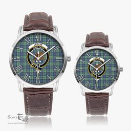 Scottish Leslie Hunting Ancient Family Crest Quartz Watch With Leather Strap - Tartan Watch Instafamous Quartz Leather Strap Plaid Watch Scottish Plaid Tartan Plaid - ScotsTee - scotstee.com