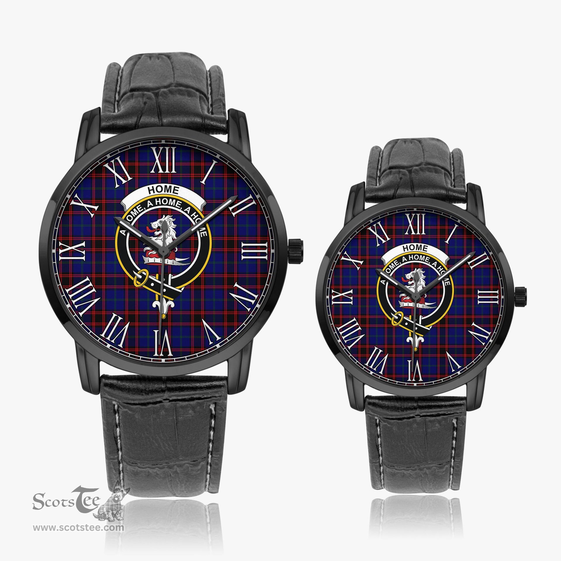 Scottish Home Modern Family Crest Quartz Watch With Leather Strap - Tartan Watch Instafamous Quartz Leather Strap Plaid Watch Scottish Plaid Tartan Plaid - ScotsTee - scotstee.com