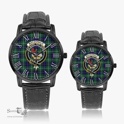 Scottish MacDonald of the Isles Hunting Modern Family Crest Quartz Watch With Leather Strap - Tartan Watch Instafamous Quartz Leather Strap Plaid Watch Scottish Plaid Tartan Plaid - ScotsTee - scotstee.com