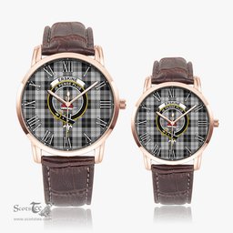 Scottish Erskine Black and White Family Crest Quartz Watch With Leather Strap - Tartan Watch Instafamous Quartz Leather Strap Plaid Watch Scottish Plaid Tartan Plaid - ScotsTee - scotstee.com