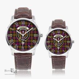 Scottish Carnegie Modern Family Crest Quartz Watch With Leather Strap - Tartan Watch Instafamous Quartz Leather Strap Plaid Watch Scottish Plaid Tartan Plaid - ScotsTee - scotstee.com