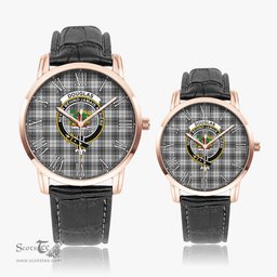 Scottish Douglas Grey Modern Family Crest Quartz Watch With Leather Strap - Tartan Watch Instafamous Quartz Leather Strap Plaid Watch Scottish Plaid Tartan Plaid - ScotsTee - scotstee.com