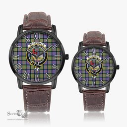 Scottish MacDonald Ancient Family Crest Quartz Watch With Leather Strap - Tartan Watch Instafamous Quartz Leather Strap Plaid Watch Scottish Plaid Tartan Plaid - ScotsTee - scotstee.com