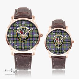 Scottish MacDonald Ancient Family Crest Quartz Watch With Leather Strap - Tartan Watch Instafamous Quartz Leather Strap Plaid Watch Scottish Plaid Tartan Plaid - ScotsTee - scotstee.com