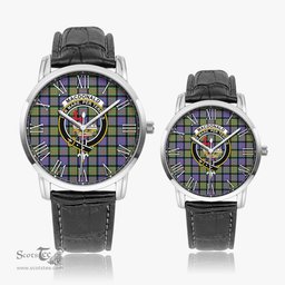 Scottish MacDonald Ancient Family Crest Quartz Watch With Leather Strap - Tartan Watch Instafamous Quartz Leather Strap Plaid Watch Scottish Plaid Tartan Plaid - ScotsTee - scotstee.com