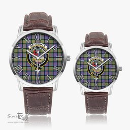 Scottish MacDonald Ancient Family Crest Quartz Watch With Leather Strap - Tartan Watch Instafamous Quartz Leather Strap Plaid Watch Scottish Plaid Tartan Plaid - ScotsTee - scotstee.com