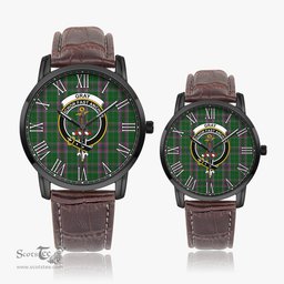 Scottish Gray Hunting Family Crest Quartz Watch With Leather Strap - Tartan Watch Instafamous Quartz Leather Strap Plaid Watch Scottish Plaid Tartan Plaid - ScotsTee - scotstee.com