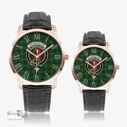 Scottish Halkerston Family Crest Quartz Watch With Leather Strap - Tartan Watch Instafamous Quartz Leather Strap Plaid Watch Scottish Plaid Tartan Plaid - ScotsTee - scotstee.com