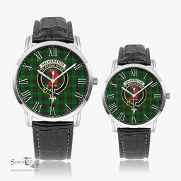 Scottish Halkerston Family Crest Quartz Watch With Leather Strap - Tartan Watch Instafamous Quartz Leather Strap Plaid Watch Scottish Plaid Tartan Plaid - ScotsTee - scotstee.com