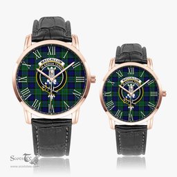 Scottish MacCallum Modern Family Crest Quartz Watch With Leather Strap - Tartan Watch Instafamous Quartz Leather Strap Plaid Watch Scottish Plaid Tartan Plaid - ScotsTee - scotstee.com