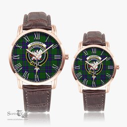 Scottish Lockhart Modern Family Crest Quartz Watch With Leather Strap - Tartan Watch Instafamous Quartz Leather Strap Plaid Watch Scottish Plaid Tartan Plaid - ScotsTee - scotstee.com