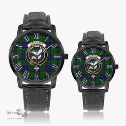 Scottish Lockhart Modern Family Crest Quartz Watch With Leather Strap - Tartan Watch Instafamous Quartz Leather Strap Plaid Watch Scottish Plaid Tartan Plaid - ScotsTee - scotstee.com