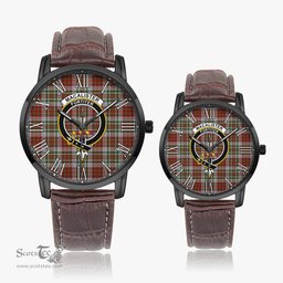 Scottish MacAlister Dress Family Crest Quartz Watch With Leather Strap - Tartan Watch Instafamous Quartz Leather Strap Plaid Watch Scottish Plaid Tartan Plaid - ScotsTee - scotstee.com