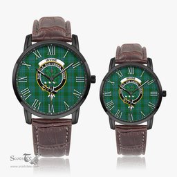 Scottish Irvine of Bonshaw Family Crest Quartz Watch With Leather Strap - Tartan Watch Instafamous Quartz Leather Strap Plaid Watch Scottish Plaid Tartan Plaid - ScotsTee - scotstee.com