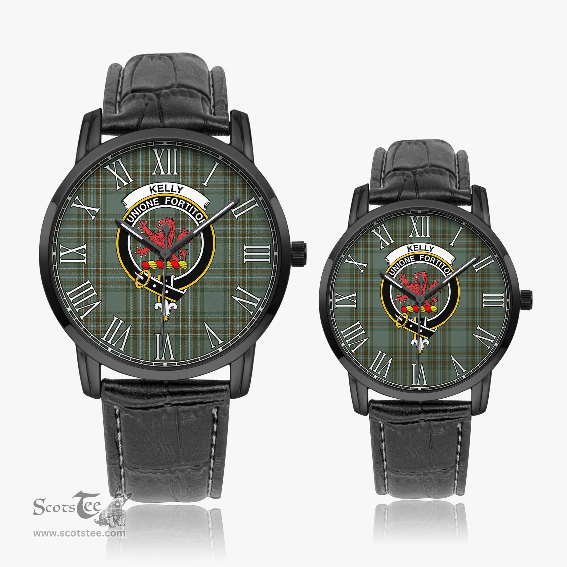 Scottish Kelly Dress Family Crest Quartz Watch With Leather Strap - Tartan Watch Instafamous Quartz Leather Strap Plaid Watch Scottish Plaid Tartan Plaid - ScotsTee - scotstee.com