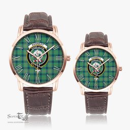 Scottish Kennedy Ancient Family Crest Quartz Watch With Leather Strap - Tartan Watch Instafamous Quartz Leather Strap Plaid Watch Scottish Plaid Tartan Plaid - ScotsTee - scotstee.com
