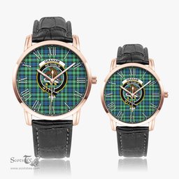 Scottish Graham of Montrose Ancient Family Crest Quartz Watch With Leather Strap - Tartan Watch Instafamous Quartz Leather Strap Plaid Watch Scottish Plaid Tartan Plaid - ScotsTee - scotstee.com
