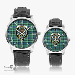 Scottish Graham of Montrose Ancient Family Crest Quartz Watch With Leather Strap - Tartan Watch Instafamous Quartz Leather Strap Plaid Watch Scottish Plaid Tartan Plaid - ScotsTee - scotstee.com