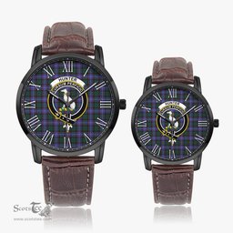 Scottish Hunter Modern Family Crest Quartz Watch With Leather Strap - Tartan Watch Instafamous Quartz Leather Strap Plaid Watch Scottish Plaid Tartan Plaid - ScotsTee - scotstee.com