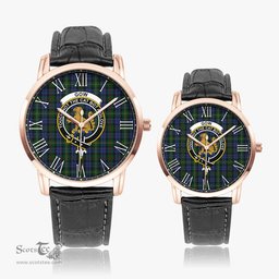 Scottish Gow Hunting Family Crest Quartz Watch With Leather Strap - Tartan Watch Instafamous Quartz Leather Strap Plaid Watch Scottish Plaid Tartan Plaid - ScotsTee - scotstee.com