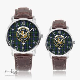 Scottish Gow Hunting Family Crest Quartz Watch With Leather Strap - Tartan Watch Instafamous Quartz Leather Strap Plaid Watch Scottish Plaid Tartan Plaid - ScotsTee - scotstee.com