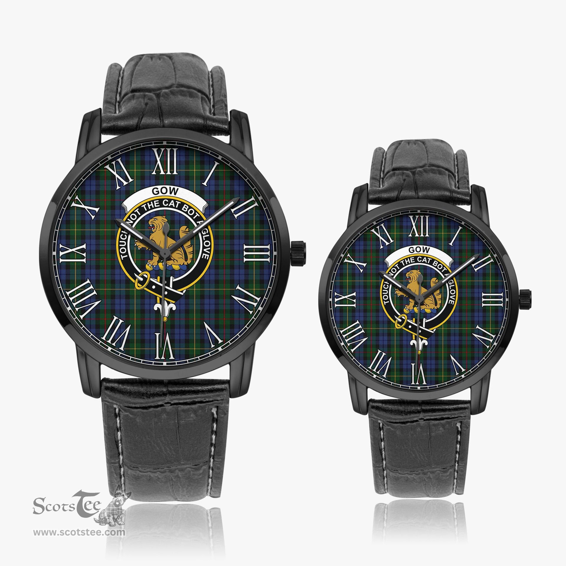 Scottish Gow Hunting Family Crest Quartz Watch With Leather Strap - Tartan Watch Instafamous Quartz Leather Strap Plaid Watch Scottish Plaid Tartan Plaid - ScotsTee - scotstee.com