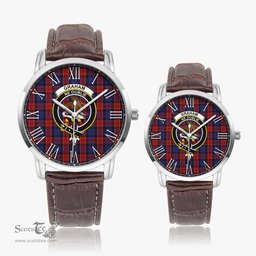 Scottish Graham of Menteith Red Family Crest Quartz Watch With Leather Strap - Tartan Watch Instafamous Quartz Leather Strap Plaid Watch Scottish Plaid Tartan Plaid - ScotsTee - scotstee.com