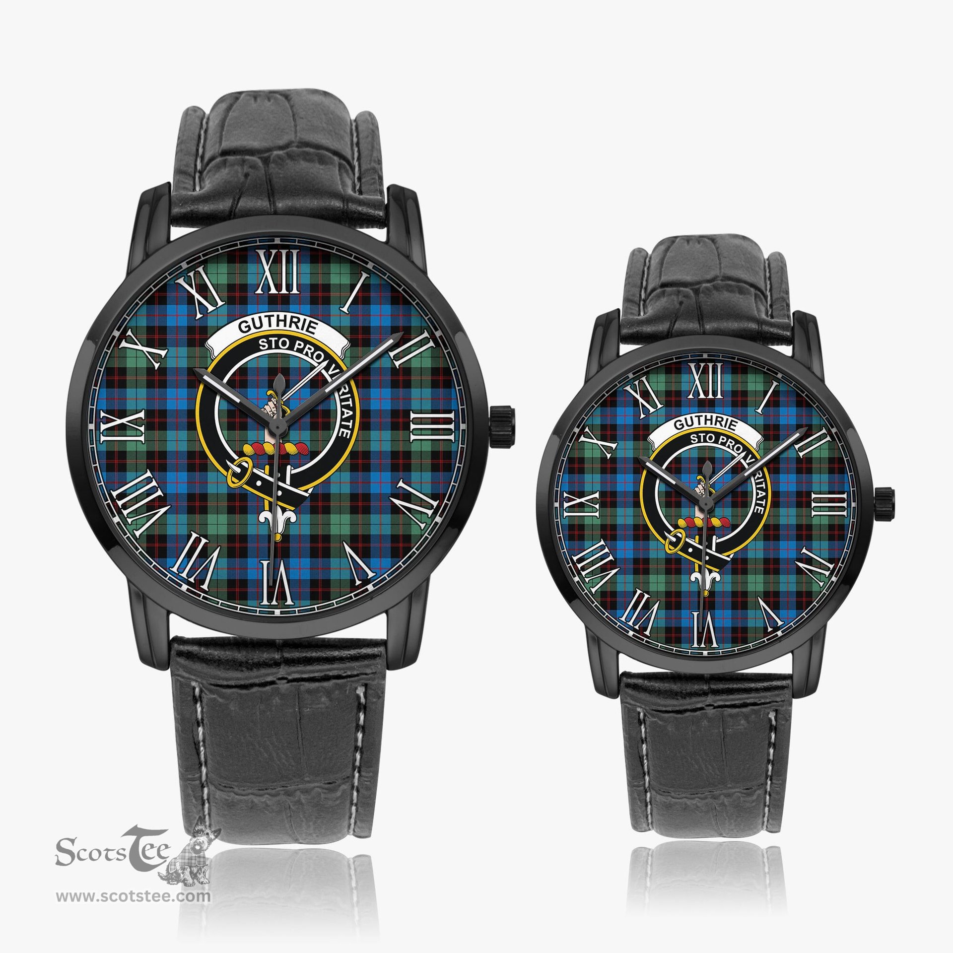 Scottish Guthrie Ancient Family Crest Quartz Watch With Leather Strap - Tartan Watch Instafamous Quartz Leather Strap Plaid Watch Scottish Plaid Tartan Plaid - ScotsTee - scotstee.com