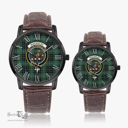 Scottish MacAulay Hunting Ancient Family Crest Quartz Watch With Leather Strap - Tartan Watch Instafamous Quartz Leather Strap Plaid Watch Scottish Plaid Tartan Plaid - ScotsTee - scotstee.com