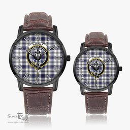 Scottish Hannay Modern Family Crest Quartz Watch With Leather Strap - Tartan Watch Instafamous Quartz Leather Strap Plaid Watch Scottish Plaid Tartan Plaid - ScotsTee - scotstee.com