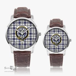 Scottish Hannay Modern Family Crest Quartz Watch With Leather Strap - Tartan Watch Instafamous Quartz Leather Strap Plaid Watch Scottish Plaid Tartan Plaid - ScotsTee - scotstee.com