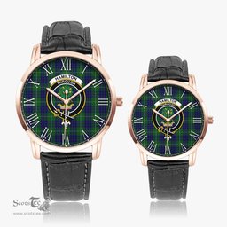 Scottish Hamilton Green Hunting Family Crest Quartz Watch With Leather Strap - Tartan Watch Instafamous Quartz Leather Strap Plaid Watch Scottish Plaid Tartan Plaid - ScotsTee - scotstee.com