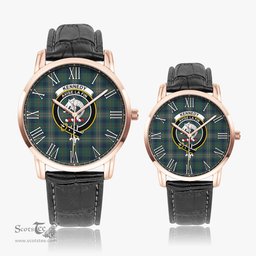 Scottish Kennedy Modern Family Crest Quartz Watch With Leather Strap - Tartan Watch Instafamous Quartz Leather Strap Plaid Watch Scottish Plaid Tartan Plaid - ScotsTee - scotstee.com