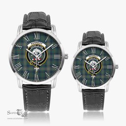 Scottish Kennedy Modern Family Crest Quartz Watch With Leather Strap - Tartan Watch Instafamous Quartz Leather Strap Plaid Watch Scottish Plaid Tartan Plaid - ScotsTee - scotstee.com