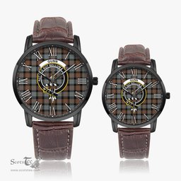 Scottish Gunn Weathered Family Crest Quartz Watch With Leather Strap - Tartan Watch Instafamous Quartz Leather Strap Plaid Watch Scottish Plaid Tartan Plaid - ScotsTee - scotstee.com