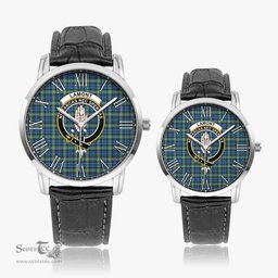 Scottish Lamont Ancient Family Crest Quartz Watch With Leather Strap - Tartan Watch Instafamous Quartz Leather Strap Plaid Watch Scottish Plaid Tartan Plaid - ScotsTee - scotstee.com
