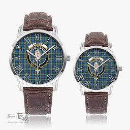 Scottish Lamont Ancient Family Crest Quartz Watch With Leather Strap - Tartan Watch Instafamous Quartz Leather Strap Plaid Watch Scottish Plaid Tartan Plaid - ScotsTee - scotstee.com