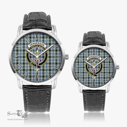 Scottish Henderson Dress Family Crest Quartz Watch With Leather Strap - Tartan Watch Instafamous Quartz Leather Strap Plaid Watch Scottish Plaid Tartan Plaid - ScotsTee - scotstee.com
