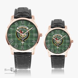 Scottish MacDonald Lord of the Isles Hunting Family Crest Quartz Watch With Leather Strap - Tartan Watch Instafamous Quartz Leather Strap Plaid Watch Scottish Plaid Tartan Plaid - ScotsTee - scotstee.com