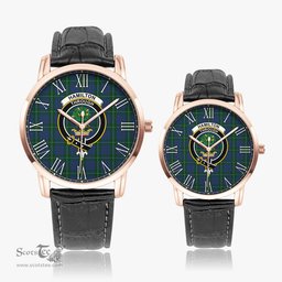 Scottish Hamilton Hunting Family Crest Quartz Watch With Leather Strap - Tartan Watch Instafamous Quartz Leather Strap Plaid Watch Scottish Plaid Tartan Plaid - ScotsTee - scotstee.com