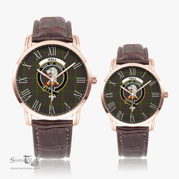 Scottish Hall Family Crest Quartz Watch With Leather Strap - Tartan Watch Instafamous Quartz Leather Strap Plaid Watch Scottish Plaid Tartan Plaid - ScotsTee - scotstee.com
