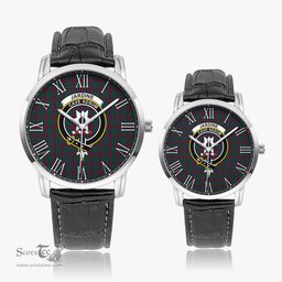 Scottish Jardine Dress Family Crest Quartz Watch With Leather Strap - Tartan Watch Instafamous Quartz Leather Strap Plaid Watch Scottish Plaid Tartan Plaid - ScotsTee - scotstee.com