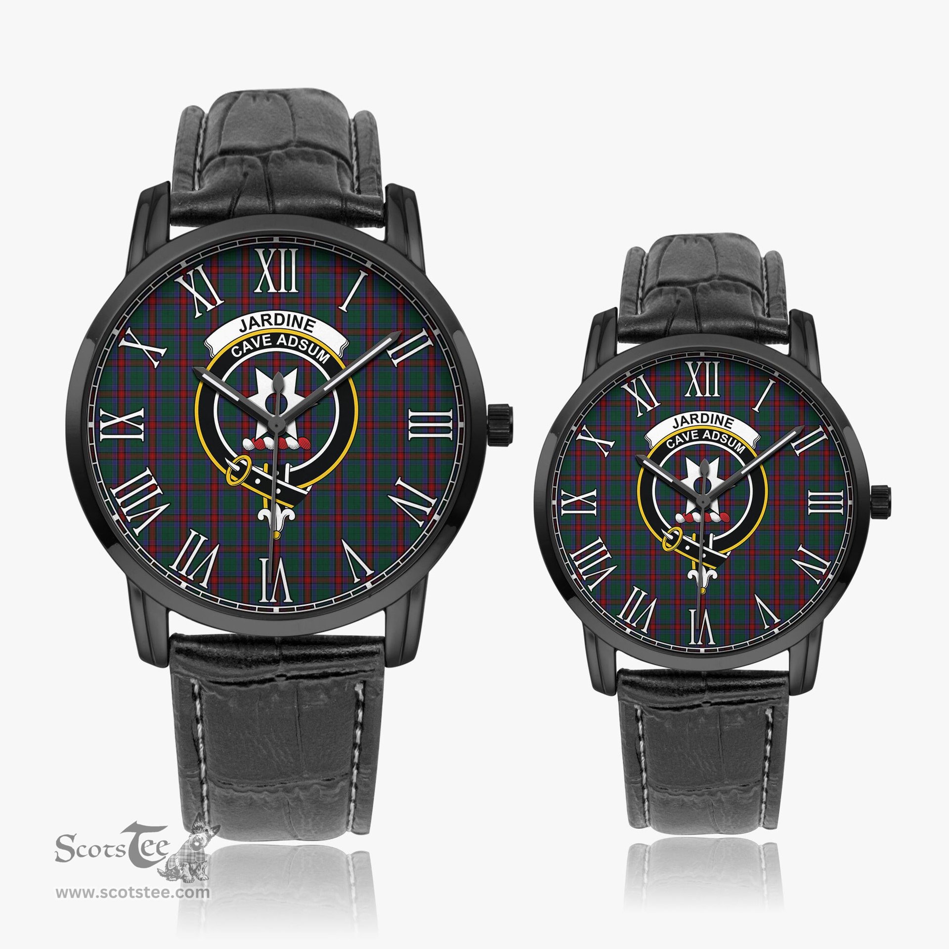Scottish Jardine Dress Family Crest Quartz Watch With Leather Strap - Tartan Watch Instafamous Quartz Leather Strap Plaid Watch Scottish Plaid Tartan Plaid - ScotsTee - scotstee.com