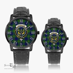 Scottish Johnstone Modern Family Crest Quartz Watch With Leather Strap - Tartan Watch Instafamous Quartz Leather Strap Plaid Watch Scottish Plaid Tartan Plaid - ScotsTee - scotstee.com