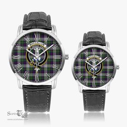 Scottish MacCallum Dress Family Crest Quartz Watch With Leather Strap - Tartan Watch Instafamous Quartz Leather Strap Plaid Watch Scottish Plaid Tartan Plaid - ScotsTee - scotstee.com