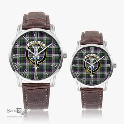 Scottish MacCallum Dress Family Crest Quartz Watch With Leather Strap - Tartan Watch Instafamous Quartz Leather Strap Plaid Watch Scottish Plaid Tartan Plaid - ScotsTee - scotstee.com