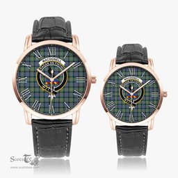 Scottish MacDonell of Glengarry Ancient Family Crest Quartz Watch With Leather Strap - Tartan Watch Instafamous Quartz Leather Strap Plaid Watch Scottish Plaid Tartan Plaid - ScotsTee - scotstee.com
