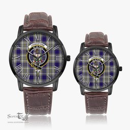 Scottish Livingston Dress Family Crest Quartz Watch With Leather Strap - Tartan Watch Instafamous Quartz Leather Strap Plaid Watch Scottish Plaid Tartan Plaid - ScotsTee - scotstee.com